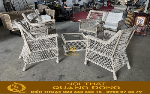 Mẫu bàn ghế giả mây QD-2104 khi mới hoàn thiện