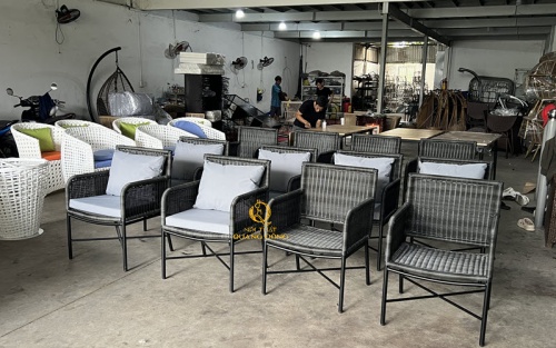 Bộ bàn ghế giả mây QD-2106 sản xuất trực tiếp tại xưởng Nội thất Quang Đông