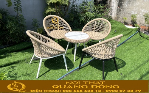 Bàn ghế giả mây QD - 2109 lựa chọn lý tưởng cho sân vườn và ban công