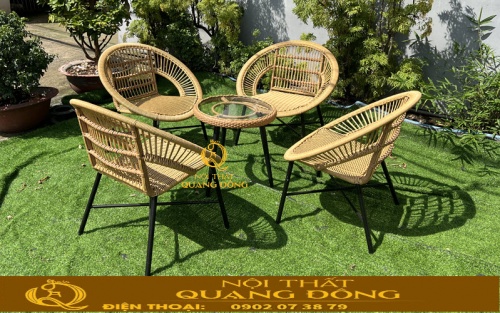 Bộ bàn ghế giả mây QD-2115 1 bàn 4 ghế