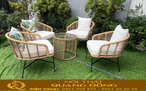 Bàn ghế giả mây QD-2116 phong cách nghỉ dưỡng