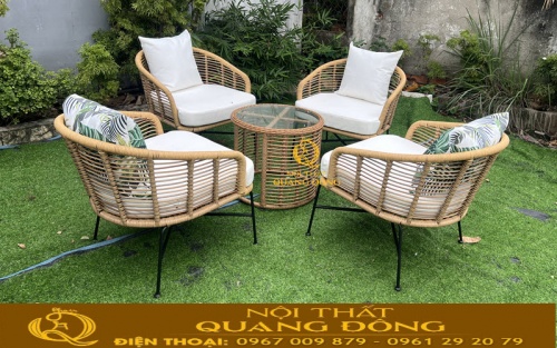 Bộ bàn ghế giả mây QD-2116 4 ghế 1 bàn