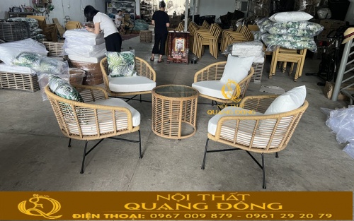 Bàn ghế giả mây QD-2116 tại xưởng Nội thất Quang Đông