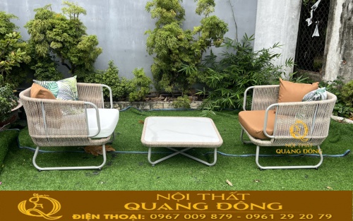 Ghế dây dù và bàn mặt đá nhân tạo nung kết QD-2118