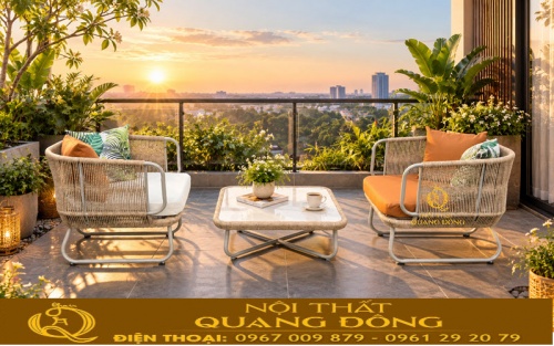 Bàn ghế giả mây QD-2118 điểm nhấn ấn tượng cho không gian