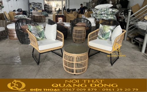 Bàn ghế giả mây QD-2119 tại xưởng sản xuất Nội thất Quang Đông
