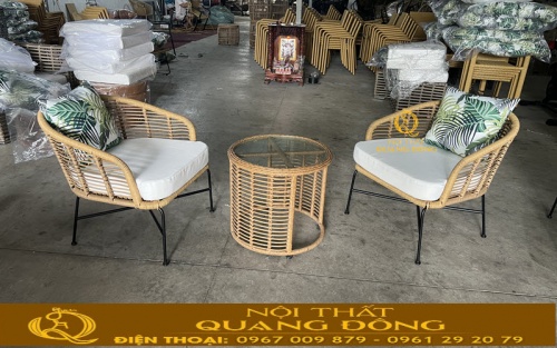 Bàn ghế giả mây QD-2120 tại xưởng Nội thất Quang Đông