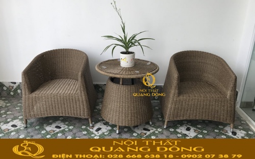 Bộ bàn ghế giả mây QD-269 gồ 2 ghế 1 bàn