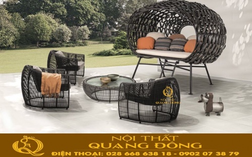 Mẫu bàn ghế ngoài trời giả mây QD-275