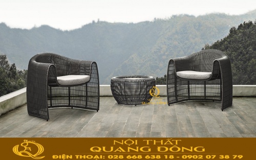 Bàn ghế mây nhựa ngoài trời