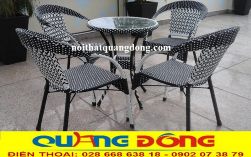 Mẫu ghế giả mây QD-281 kết hợp bàn tròn