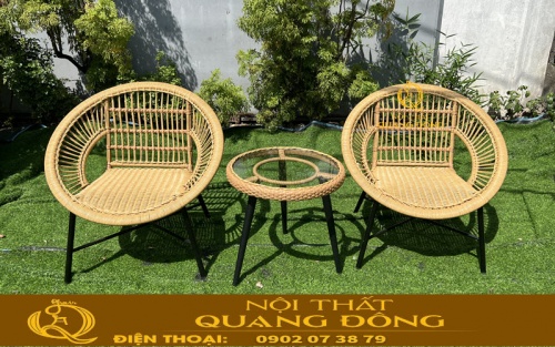 Ghế giả mây QD-282 nổi bật với phần lưng tròn tạo hình độc đáo