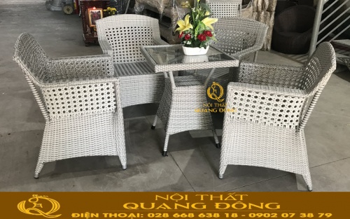 Mẫu ghế giả mây cao cấp đan mắt cáo QD-303