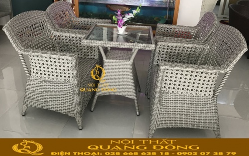 Bàn ghế giả mây đan mắt cáo QD-303