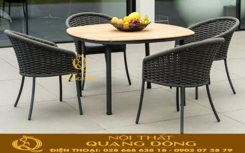 Bàn ghế giả mây ngoài trời