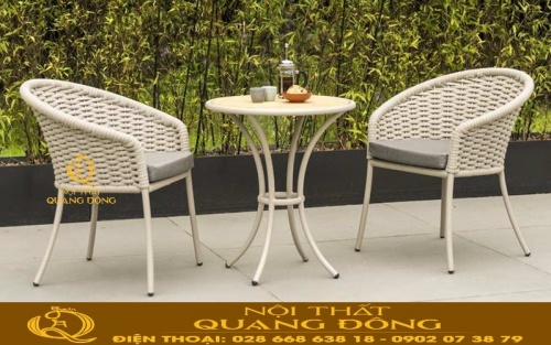 Mẫu ghế giả mây đan dây dù polyesite