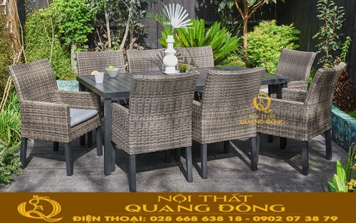 Mẫu bàn ghế giả mây ngoài trời QD-313