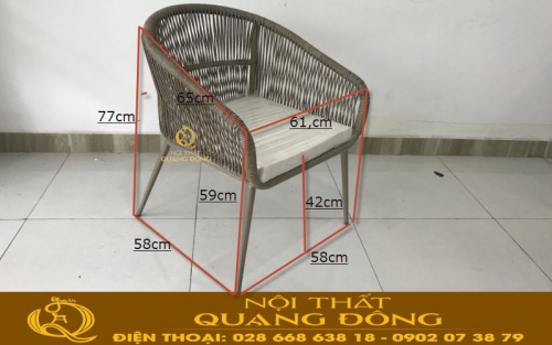 Kích thước sản xuất mẫu ghế giả mây QD-328