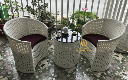 bàn ghế nhựa giả mây QD - 344