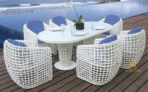 bàn ghế giả mây QD-369