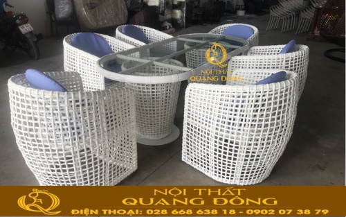Bàn ghế giả mây QD-369 tại xưởng Nội Thất Quang Đông
