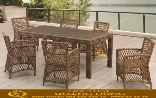 Bàn ghế giả mây QD-375