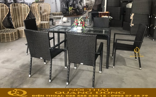 Nội Thất Quang Đông ra mẫu bàn ghế giả mây QD-378 theo yêu cầu của khách hàng