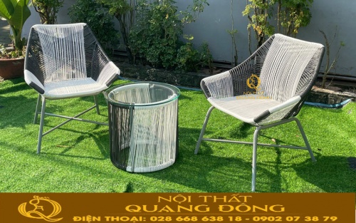 bàn ghế giả mây QD-386