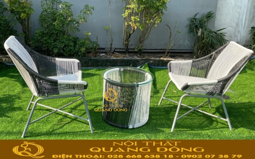 bàn ghế giả mây QD-386