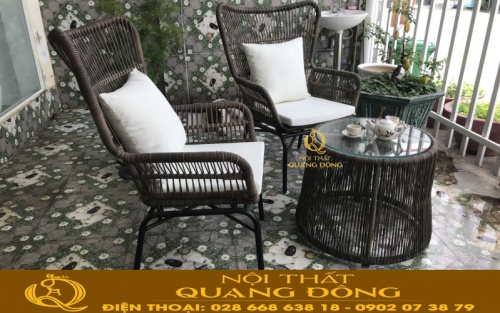 Bàn ghế giả mây đan sợi mây nhựa tròn, sự lựa chọn tối ưu cho không gian ngoại thất sân vườn, ngoài trời