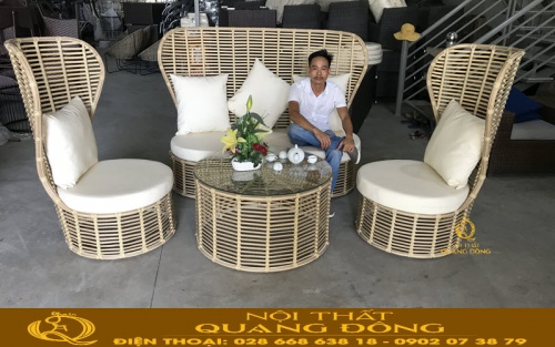 Bàn ghế giả mây QD-394|Ghế mây nhựa ngoài trời