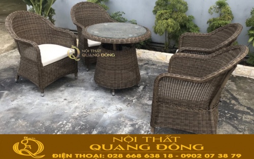 Ghế giả mây sợi tròn dùng cho sân vườn QD-399