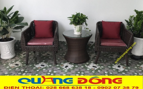 Bàn ghế giả mây ngoài trời QD-268