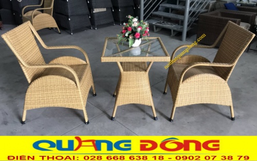 Ghế giả mây QD-272 thêm màu vàng nâu nhẹ theo màu mây tre tự nhiên