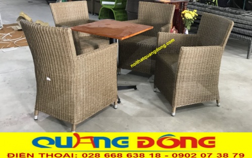 Mẫu bàn ghế giả mây QD-273 dùng cho quán cafe