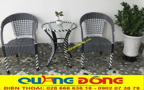 Bàn ghế ban công giả mây QD-281