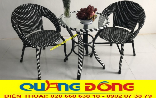 Bàn ghế giả mây QD-285 | Mẫu ghế cho quán cafe