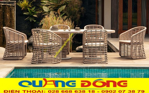 Bộ bàn ghế giả mây gồm 6 ghế QD-297