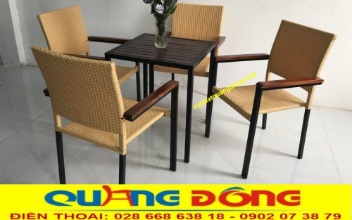 Mẫu ghế cafe sân vườn - Bàn ghế giả mây QD-301