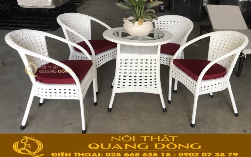 Bàn ghế giả mây đan mắt cáo QD-325