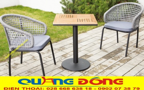 Bàn ghế giả mây đan sợi tròn QD-389