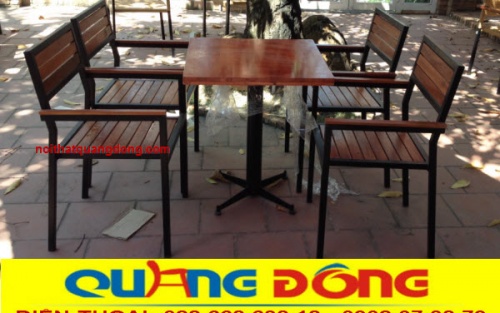 Bàn ghế gỗ khung sắt QD - 01