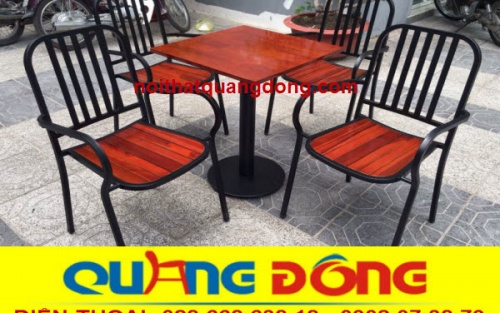 Bàn ghế gỗ khung sắt QD - 05