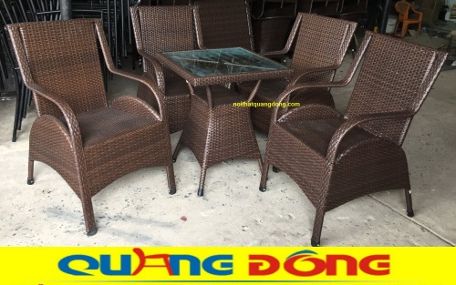 Bộ bàn ghế giả mây QD-272 ghi hình tại xưởng Nội Thất Quang Đông