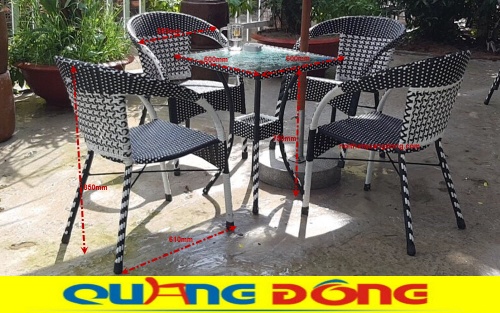 Bộ bàn ghế giả mây QD-281 bàn vuông