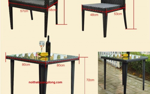 Quy cách bàn ghế giả mây QD-363