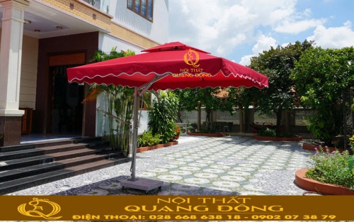 Dù lệch tâm vuông 3 mét có rèm ngoài trời