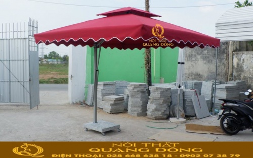 Dù lệch tâm vuông 3 mét có rèm cho không gian ngoài trời