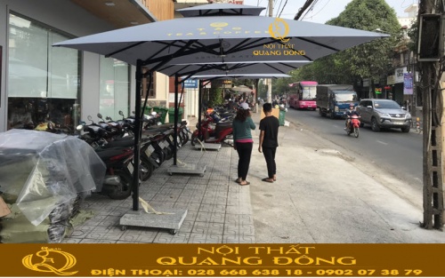 Dù lệch tâm vuông 3 mét không rèm màu xám