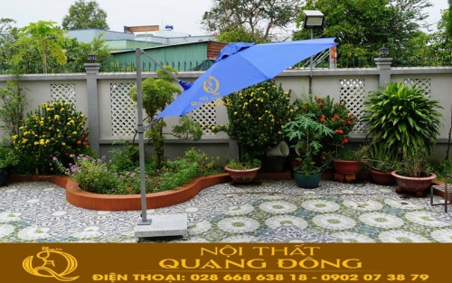 Dù nghiêng lệch tâm tròn 2.9m tán dù rộng che nắng hiệu quả